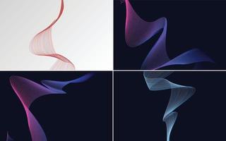 conjunto de 4 fondos de ondas abstractas para una apariencia contemporánea vector