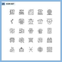 Modern Set of 25 Lines and symbols such as islam holy robotics book sport Editable Vector Design Elements