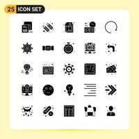 Modern Set of 25 Solid Glyphs and symbols such as clockwise money india investment invoice Editable Vector Design Elements