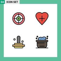 Set of 4 Vector Filledline Flat Colors on Grid for audience finance marketing heart shape stamp Editable Vector Design Elements