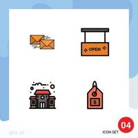 Set of 4 Modern UI Icons Symbols Signs for mail open salon business beauty and spa building Editable Vector Design Elements