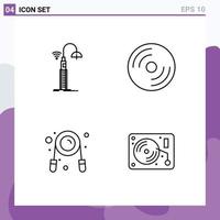 4 Creative Icons Modern Signs and Symbols of lights pc smart disc fitness Editable Vector Design Elements