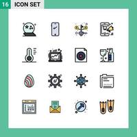 Modern Set of 16 Flat Color Filled Lines and symbols such as discount mobile android promotion saving Editable Creative Vector Design Elements