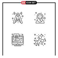 Pictogram Set of 4 Simple Filledline Flat Colors of tower growth network arabic performance Editable Vector Design Elements