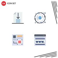 Pack of 4 creative Flat Icons of down design droop energy web Editable Vector Design Elements