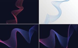 Enhance your presentation with this set of 4 geometric wave backgrounds vector