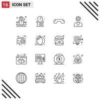 16 iconos creativos signos y símbolos modernos de soporte de interfaz colgar servicio cliente elementos de diseño vectorial editables vector