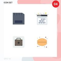 Editable Vector Line Pack of 4 Simple Flat Icons of card baggage gadget code luggage Editable Vector Design Elements