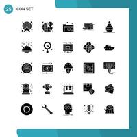 Editable Vector Line Pack of 25 Simple Solid Glyphs of circuit architecture the medical folder healthcare Editable Vector Design Elements