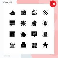 Mobile Interface Solid Glyph Set of 16 Pictograms of interface devices eco data cotton swab Editable Vector Design Elements