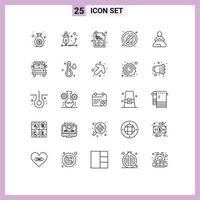 Mobile Interface Line Set of 25 Pictograms of yoga meditation development fast no Editable Vector Design Elements