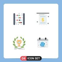 paquete de línea de vector editable de 4 iconos planos simples de pago de bebé taza de moneda para niños elementos de diseño de vector editable