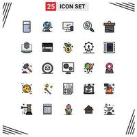 25 User Interface Filled line Flat Color Pack of modern Signs and Symbols of dollar pollution computer research mobile Editable Vector Design Elements