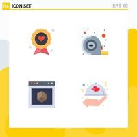 Modern Set of 4 Flat Icons and symbols such as badge browser fathers day tape internet Editable Vector Design Elements