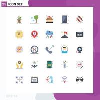 Universal Icon Symbols Group of 25 Modern Flat Colors of barbecue outline cake games console Editable Vector Design Elements