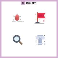 4 Universal Flat Icons Set for Web and Mobile Applications bug search testing carnival find Editable Vector Design Elements