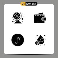 4 User Interface Solid Glyph Pack of modern Signs and Symbols of sports accessories note beach wallet ho Editable Vector Design Elements