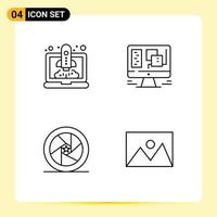 4 User Interface Line Pack of modern Signs and Symbols of boost featured star startup window superhero Editable Vector Design Elements