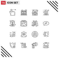 16 User Interface Outline Pack of modern Signs and Symbols of sharing ideas presentation creative female Editable Vector Design Elements