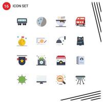 User Interface Pack of 16 Basic Flat Colors of space flag fast food vehicle coach Editable Pack of Creative Vector Design Elements