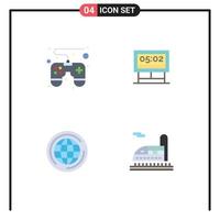 Set of 4 Modern UI Icons Symbols Signs for control pad big board scoreboard train Editable Vector Design Elements