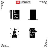 Group of 4 Modern Solid Glyphs Set for c light mete develop device china Editable Vector Design Elements