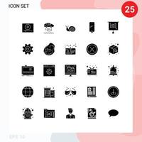 Universal Icon Symbols Group of 25 Modern Solid Glyphs of business charging bug mobile phone Editable Vector Design Elements