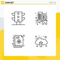 Stock Vector Icon Pack of 4 Line Signs and Symbols for light rgb building real cloud Editable Vector Design Elements