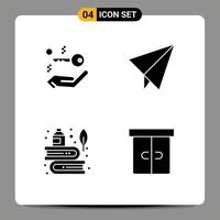 Set of 4 Commercial Solid Glyphs pack for house ink paper education drawer Editable Vector Design Elements