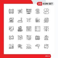 25 User Interface Line Pack of modern Signs and Symbols of seo location shopping gps computer Editable Vector Design Elements