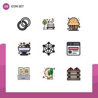 Modern Set of 9 Filledline Flat Colors Pictograph of data food park salad food Editable Vector Design Elements