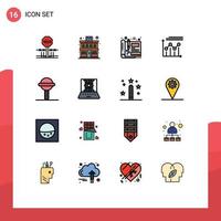 conjunto de 16 iconos de interfaz de usuario modernos signos de símbolos para el diseño de gráficos de planos de gráficos de líneas elementos de diseño de vectores creativos editables