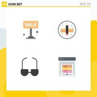 Modern Set of 4 Flat Icons and symbols such as sale glasses sign pencil view Editable Vector Design Elements