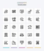 Creative Construction 25 OutLine icon pack  Such As fence. road. house. construction. alert vector