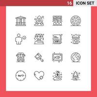 Modern Set of 16 Outlines and symbols such as done check data body food Editable Vector Design Elements