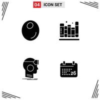 Set of 4 Modern UI Icons Symbols Signs for olive headset back to school library virtual Editable Vector Design Elements