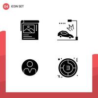 Set of 4 Modern UI Icons Symbols Signs for cleander personalization brosher crash user Editable Vector Design Elements