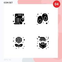 paquete de 4 signos y símbolos de glifos sólidos modernos para medios de impresión web como elementos de diseño de vectores editables de ciencia de línea de pastel de globo de negocios