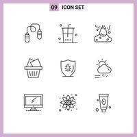 Outline Pack of 9 Universal Symbols of programing box burn mail smoke Editable Vector Design Elements