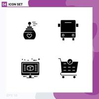 4 User Interface Solid Glyph Pack of modern Signs and Symbols of perfume architecture aroma traffic construction Editable Vector Design Elements