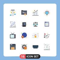 Concepto de 16 colores planos para sitios web móviles y aplicaciones que cumplen con la lógica de instrucciones de carpetas seguras paquete editable de estadísticas de elementos de diseño de vectores creativos