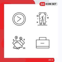 paquete de iconos de vector de stock de 4 signos y símbolos de línea para elementos de diseño de vector editables minoristas de usuario de mano de flecha