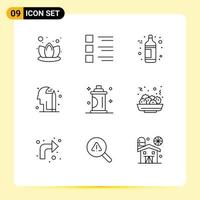 Mobile Interface Outline Set of 9 Pictograms of salon grooming alcohol beauty mind Editable Vector Design Elements