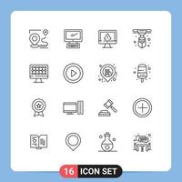 Stock Vector Icon Pack of 16 Line Signs and Symbols for printing modeling imac security information Editable Vector Design Elements