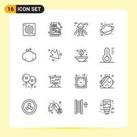 Mobile Interface Outline Set of 16 Pictograms of down canada play ground pumpkin cucurbit Editable Vector Design Elements