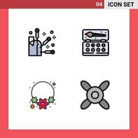 Universal Icon Symbols Group of 4 Modern Filledline Flat Colors of acupuncture india art color fan Editable Vector Design Elements