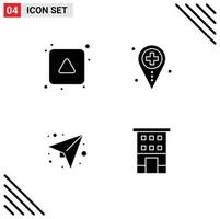 Set of 4 Commercial Solid Glyphs pack for align message up location plan Editable Vector Design Elements