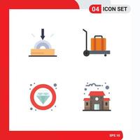 Modern Set of 4 Flat Icons and symbols such as business service technology label education building Editable Vector Design Elements