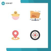 4 Universal Flat Icons Set for Web and Mobile Applications egg location baby internet pin Editable Vector Design Elements