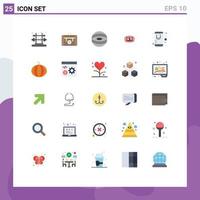 Mobile Interface Flat Color Set of 25 Pictograms of medical health jupiter digital dollar Editable Vector Design Elements
